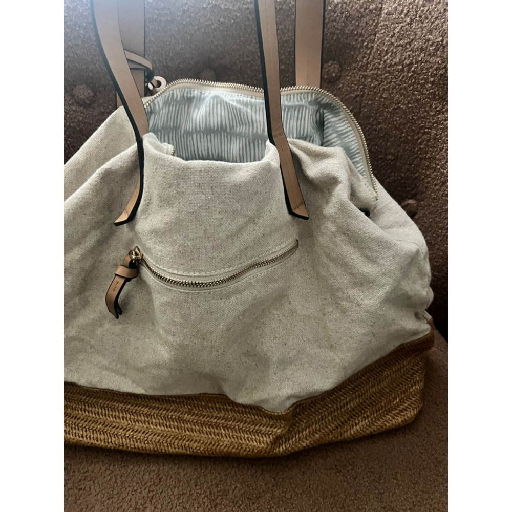 Women's Unbranded “Going Places!” Canvas Straw Tote Bag - Picture 2 of 4